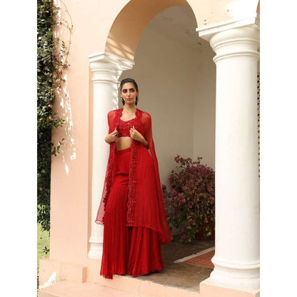 SAISHA Organza Cape With Sharara (Set of 3)