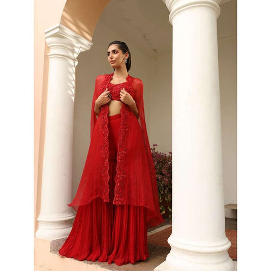 SAISHA Organza Cape With Sharara (Set of 3)