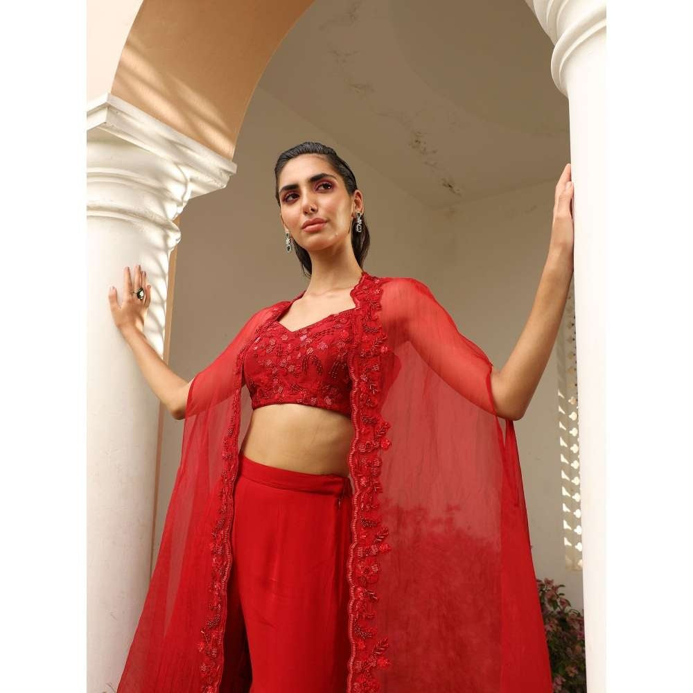 SAISHA Organza Cape With Sharara (Set of 3)