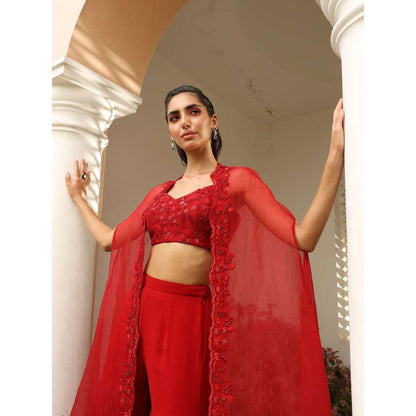 SAISHA Organza Cape With Sharara (Set of 3)