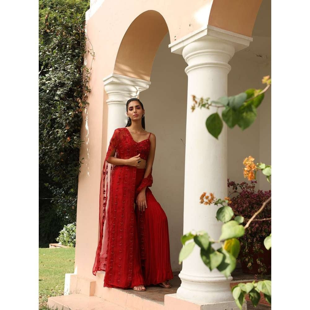 SAISHA Organza Cape With Sharara (Set of 3)