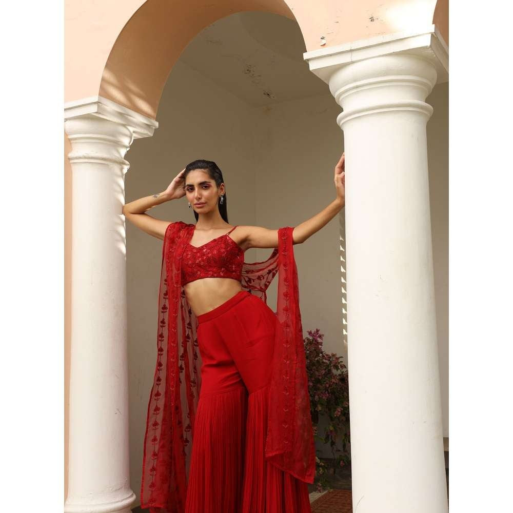 SAISHA Organza Cape With Sharara (Set of 3)