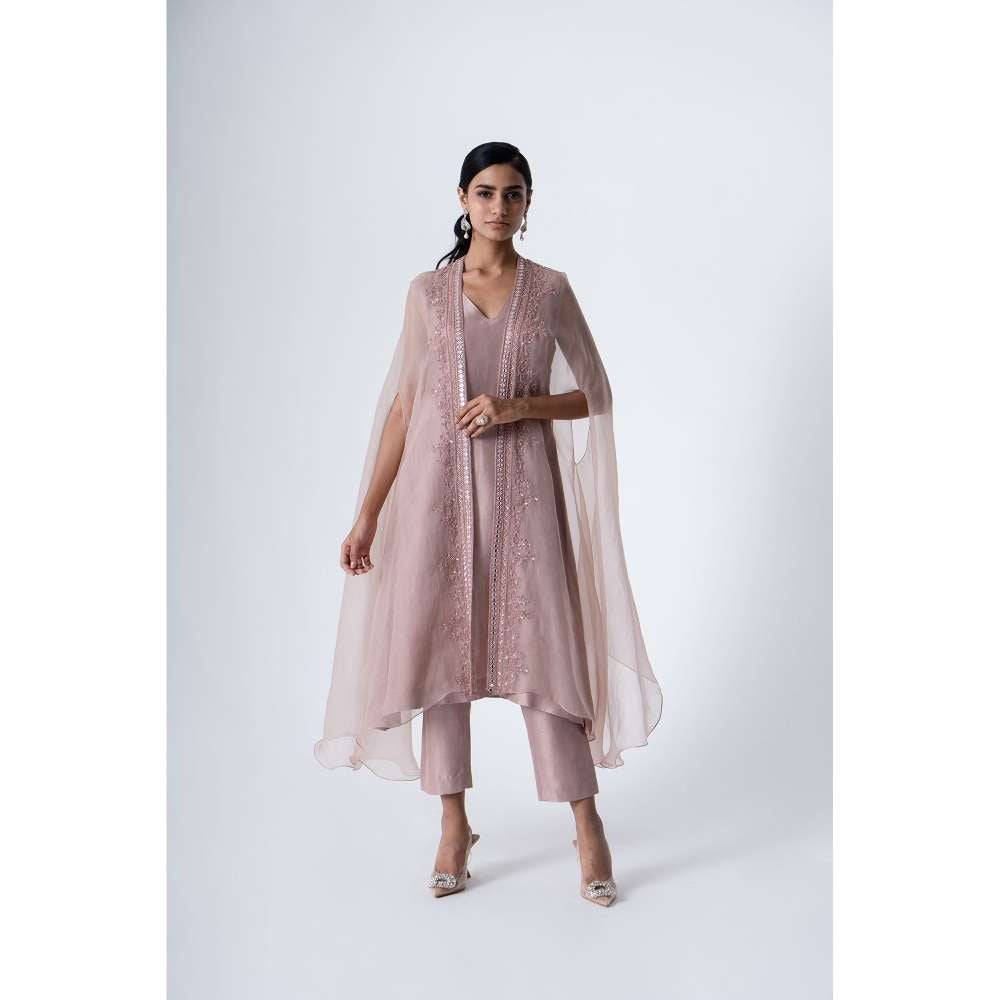 SAISHA Oraganza Cape With A Line Kurta & Trousers (Set of 3)