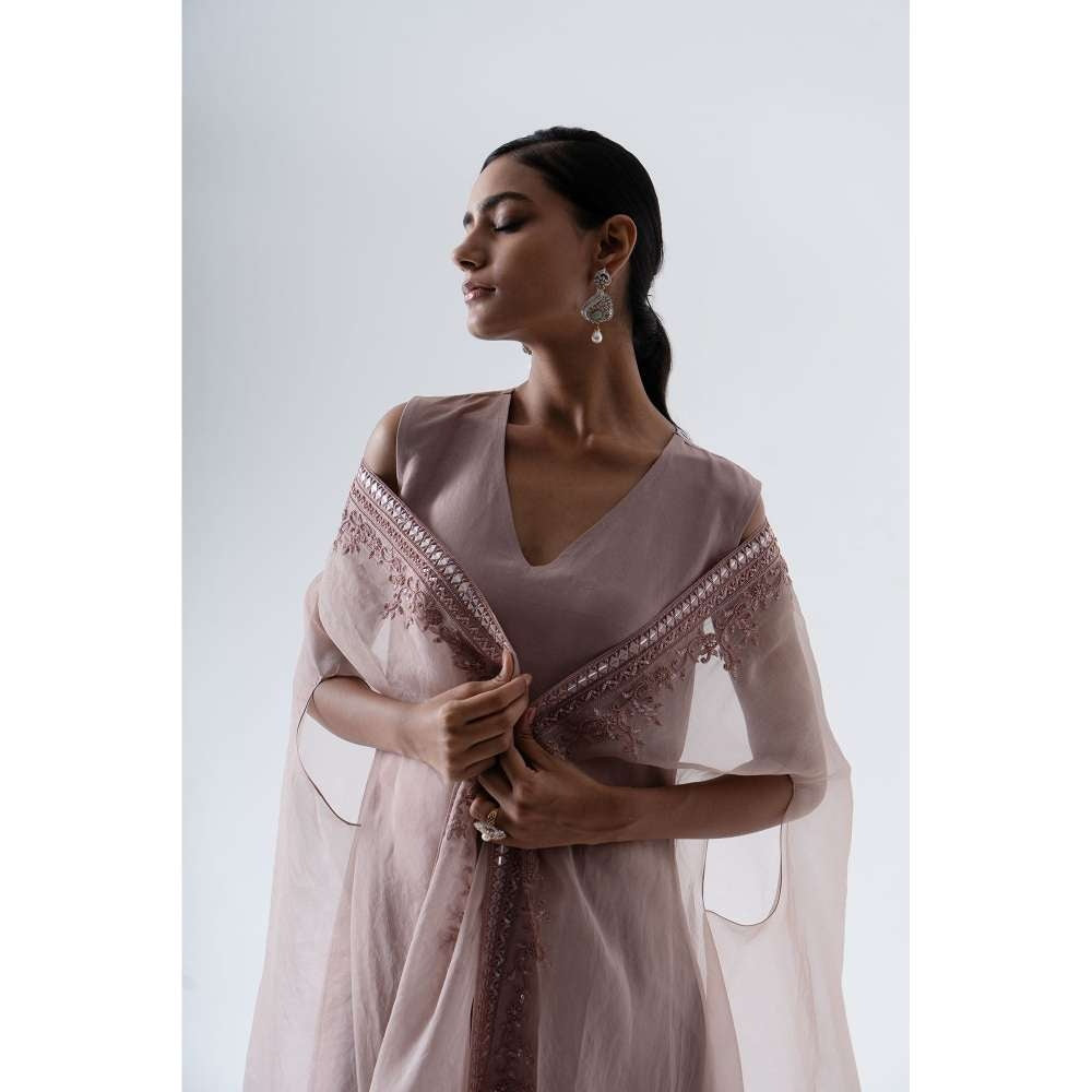 SAISHA Oraganza Cape With A Line Kurta & Trousers (Set of 3)