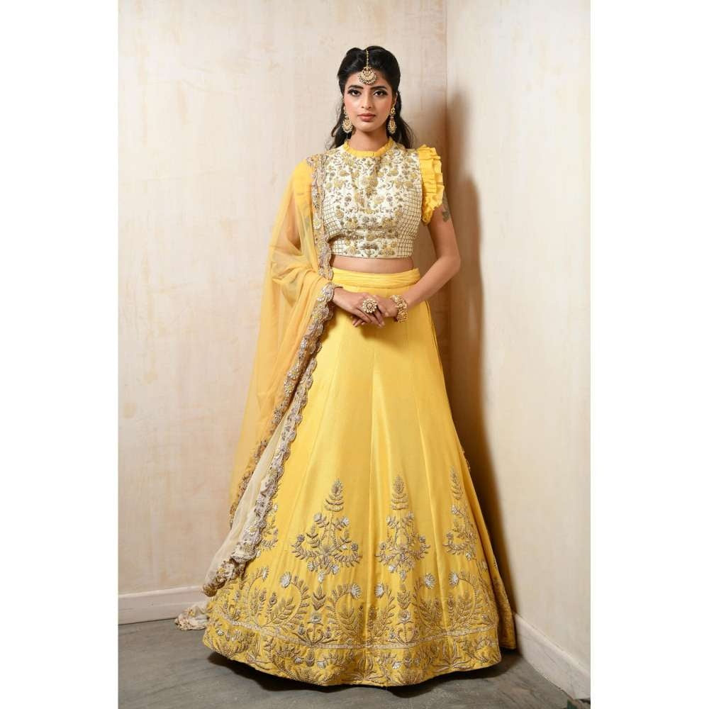 SAISHA Lemon Lehenga Choli With Dupatta (Set of 3)