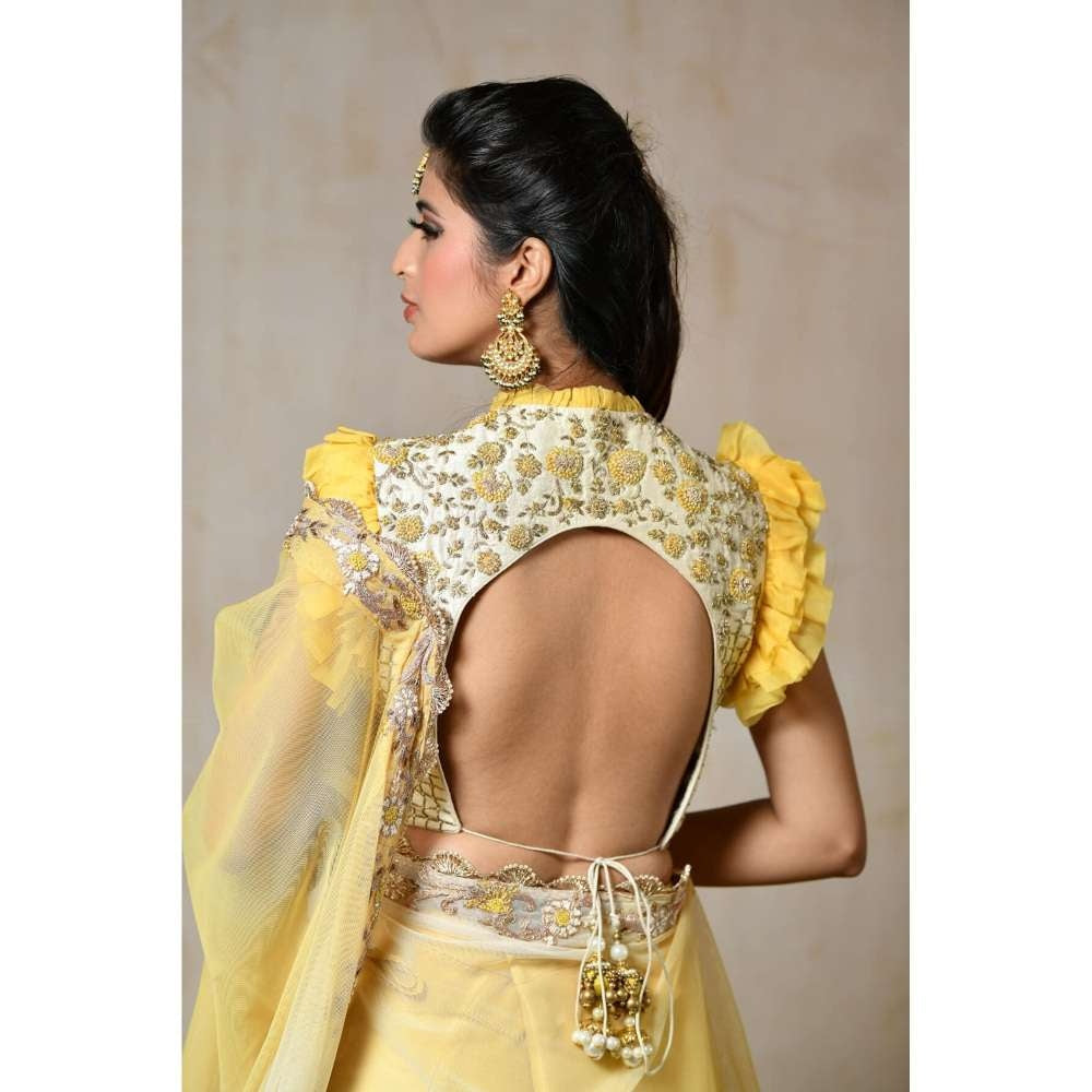SAISHA Lemon Lehenga Choli With Dupatta (Set of 3)