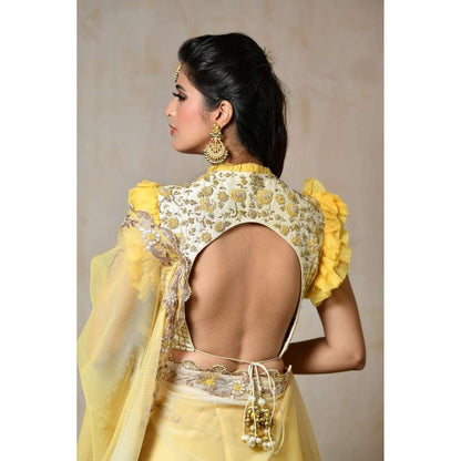 SAISHA Lemon Lehenga Choli With Dupatta (Set of 3)