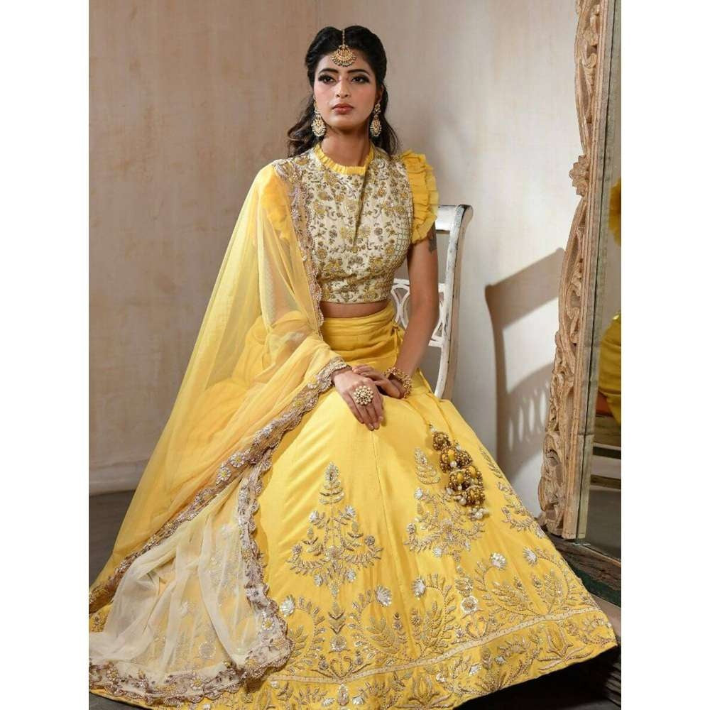 SAISHA Lemon Lehenga Choli With Dupatta (Set of 3)