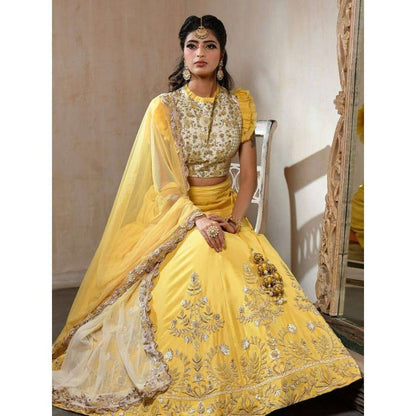SAISHA Lemon Lehenga Choli With Dupatta (Set of 3)