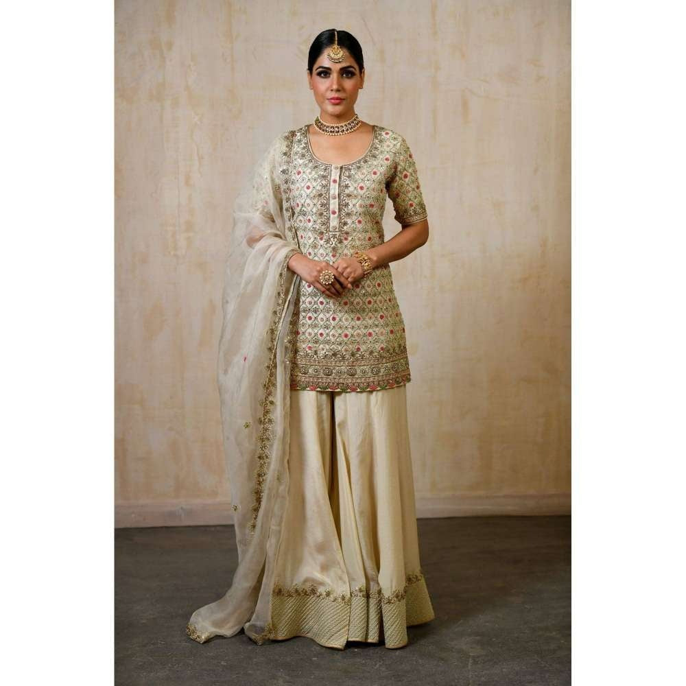 SAISHA Silk Dori Work Kurti Sharara With Dupatta (Set of 3)