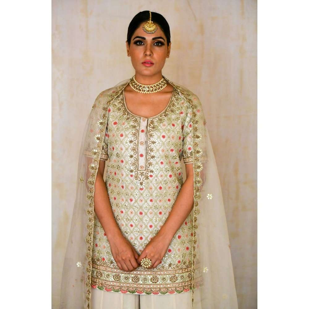 SAISHA Silk Dori Work Kurti Sharara With Dupatta (Set of 3)