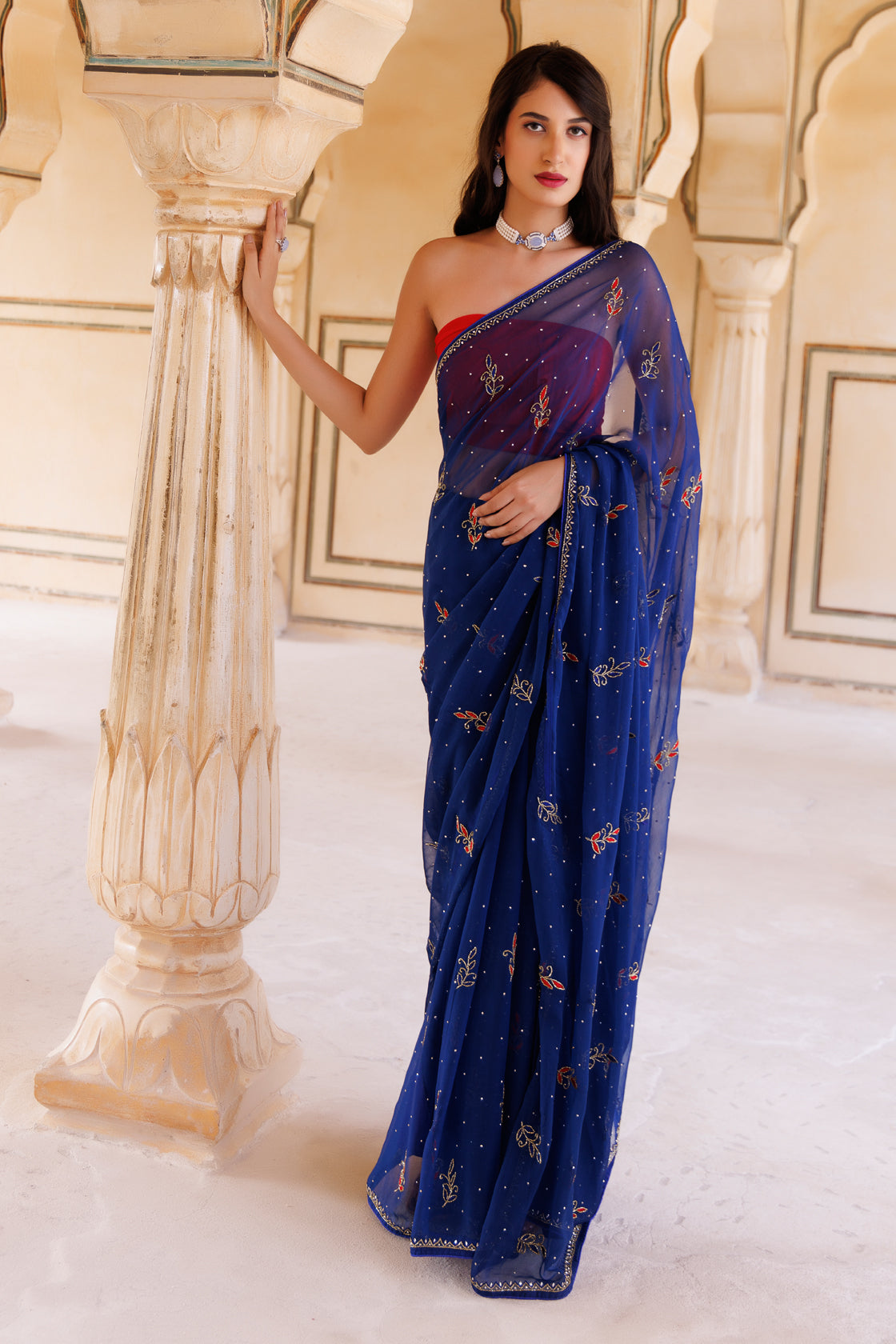 Black Chiffon Saree With Golden Border & Brocade Silk Unstitched Blouse  Piece for Women Wedding Party Wear Sari Plain Sari for Bridesmaids. - Etsy