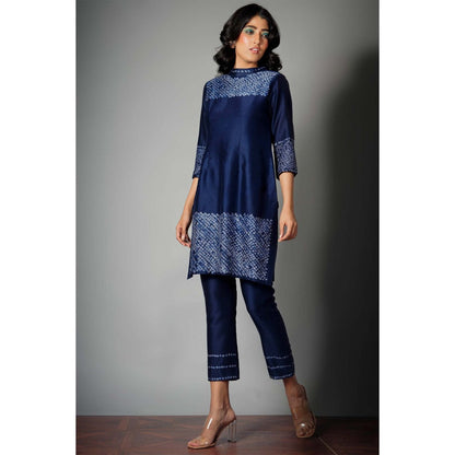 Saksham & Neharicka Indigo Blue Bandhani Kurta (Set of 2)