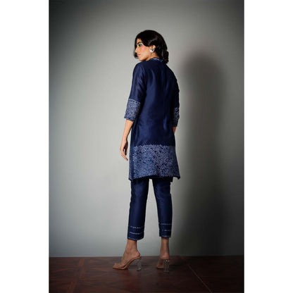 Saksham & Neharicka Indigo Blue Bandhani Kurta (Set of 2)