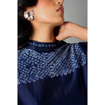 Saksham & Neharicka Indigo Blue Bandhani Kurta (Set of 2)