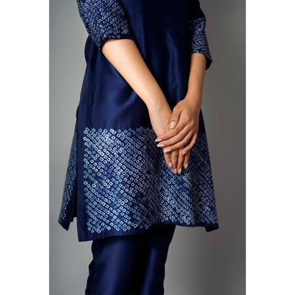 Saksham & Neharicka Indigo Blue Bandhani Kurta (Set of 2)