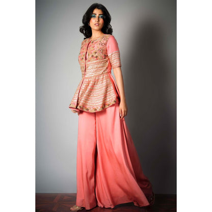 Saksham & Neharicka Pink Embroidered Sharara (Set of 3)