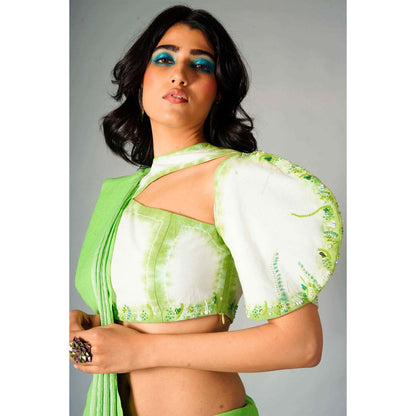 Saksham & Neharicka Green Embroidered Stitched Blouse