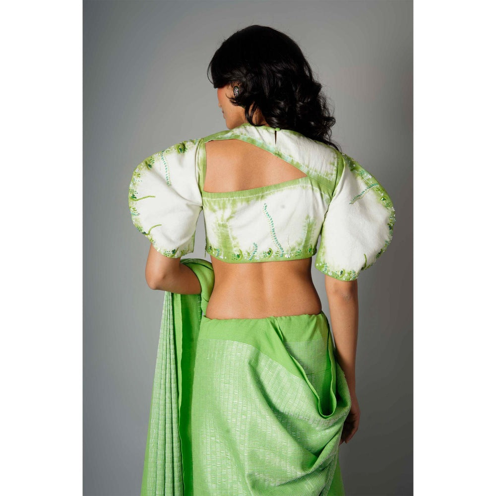 Saksham & Neharicka Green Embroidered Stitched Blouse