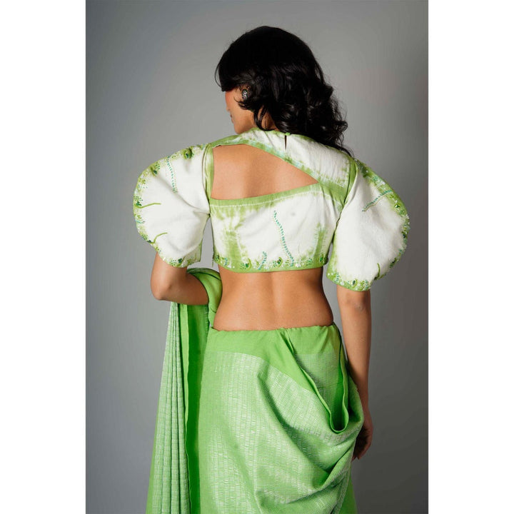 Saksham & Neharicka Green Embroidered Stitched Blouse