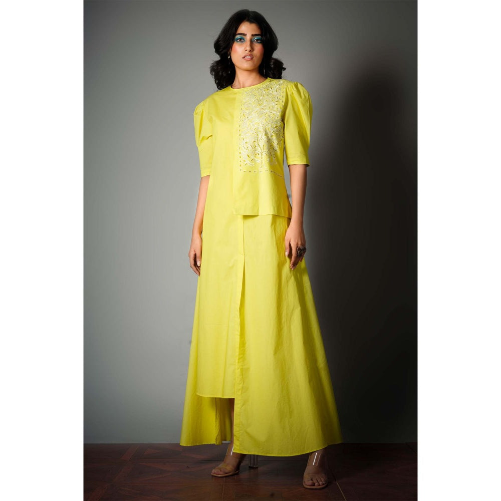 Saksham & Neharicka Yellow A-Symetrical Dress