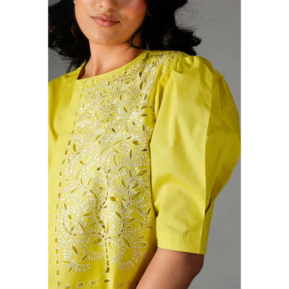 Saksham & Neharicka Yellow A-Symetrical Dress