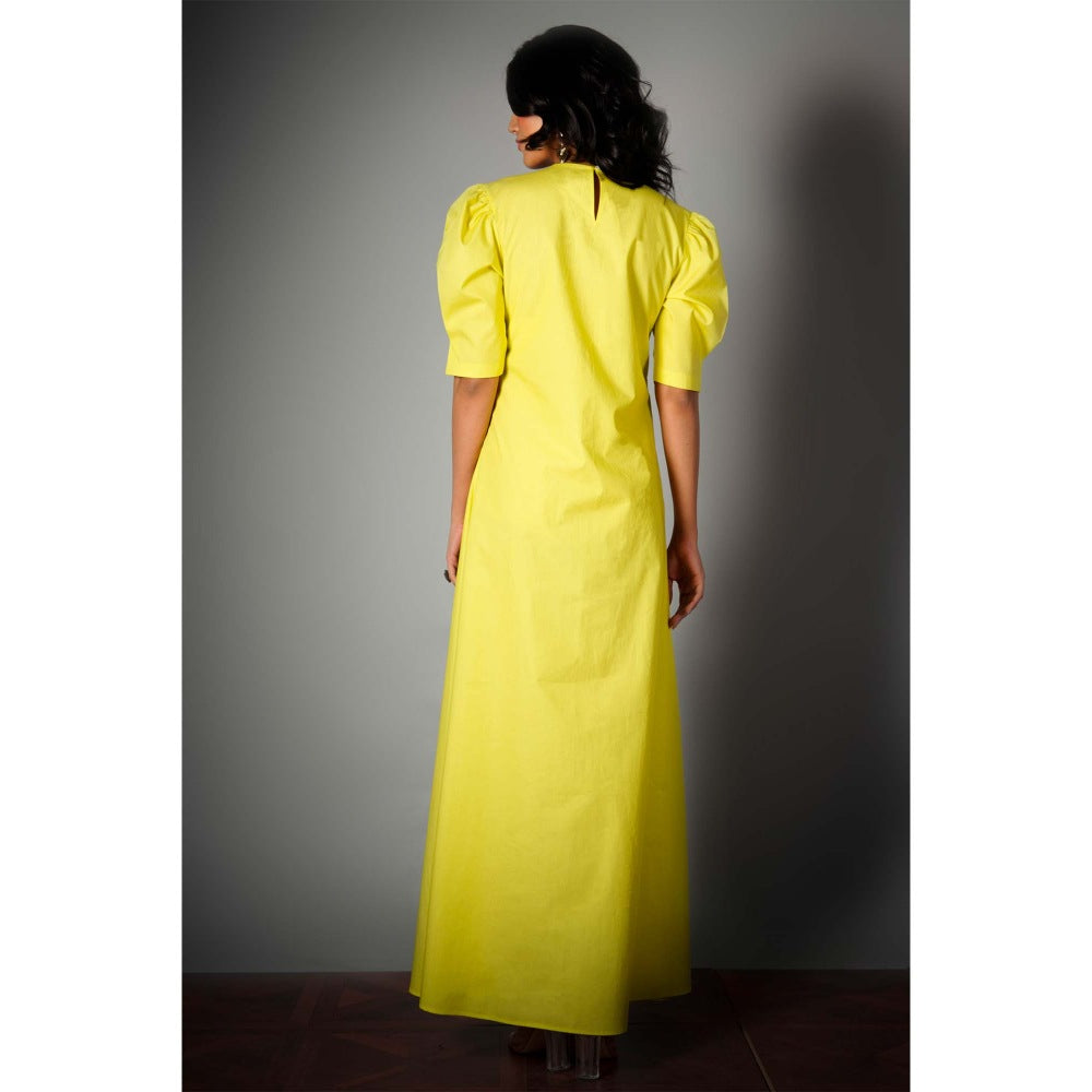Saksham & Neharicka Yellow A-Symetrical Dress