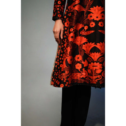 Saksham & Neharicka Multi-Color Floral Print Kurta In Chanderi
