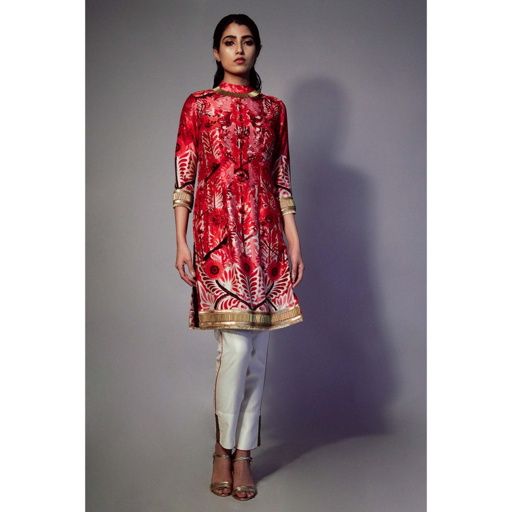 Saksham & Neharicka Multi-Color Embellished Kurta In Chanderi (Set of 2)