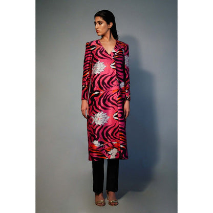 Saksham & Neharicka Pink Printed Chanderi Tunic