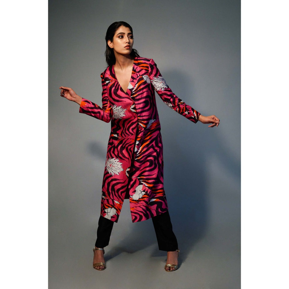 Saksham & Neharicka Pink Printed Chanderi Tunic