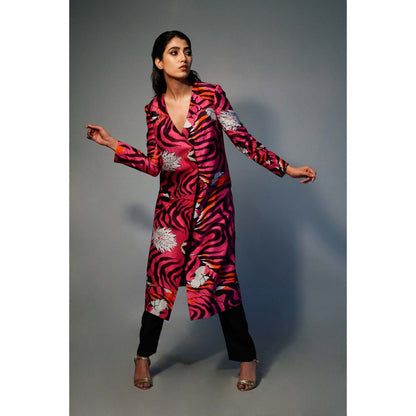 Saksham & Neharicka Pink Printed Chanderi Tunic