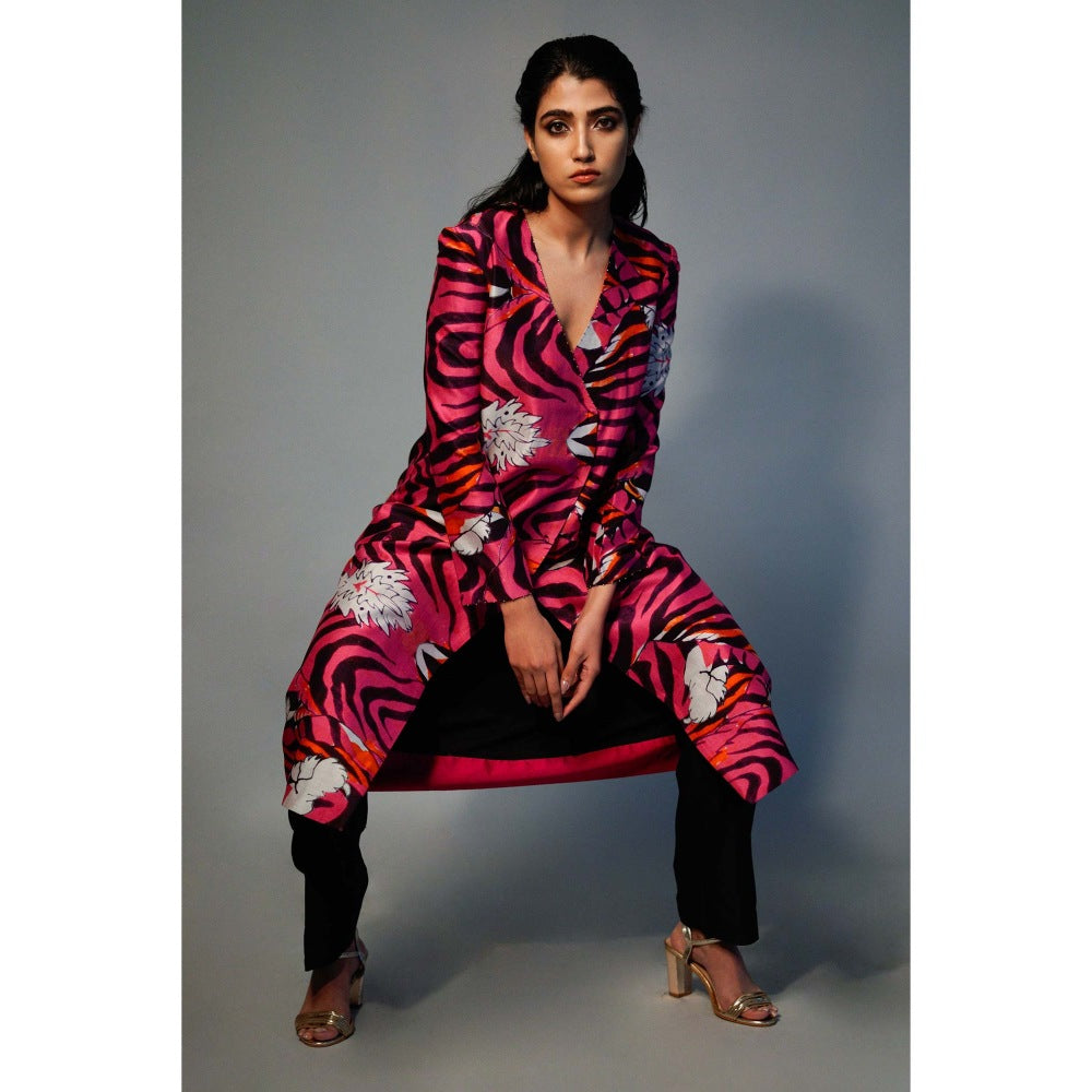Saksham & Neharicka Pink Printed Chanderi Tunic