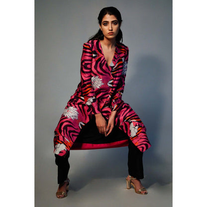 Saksham & Neharicka Pink Printed Chanderi Tunic