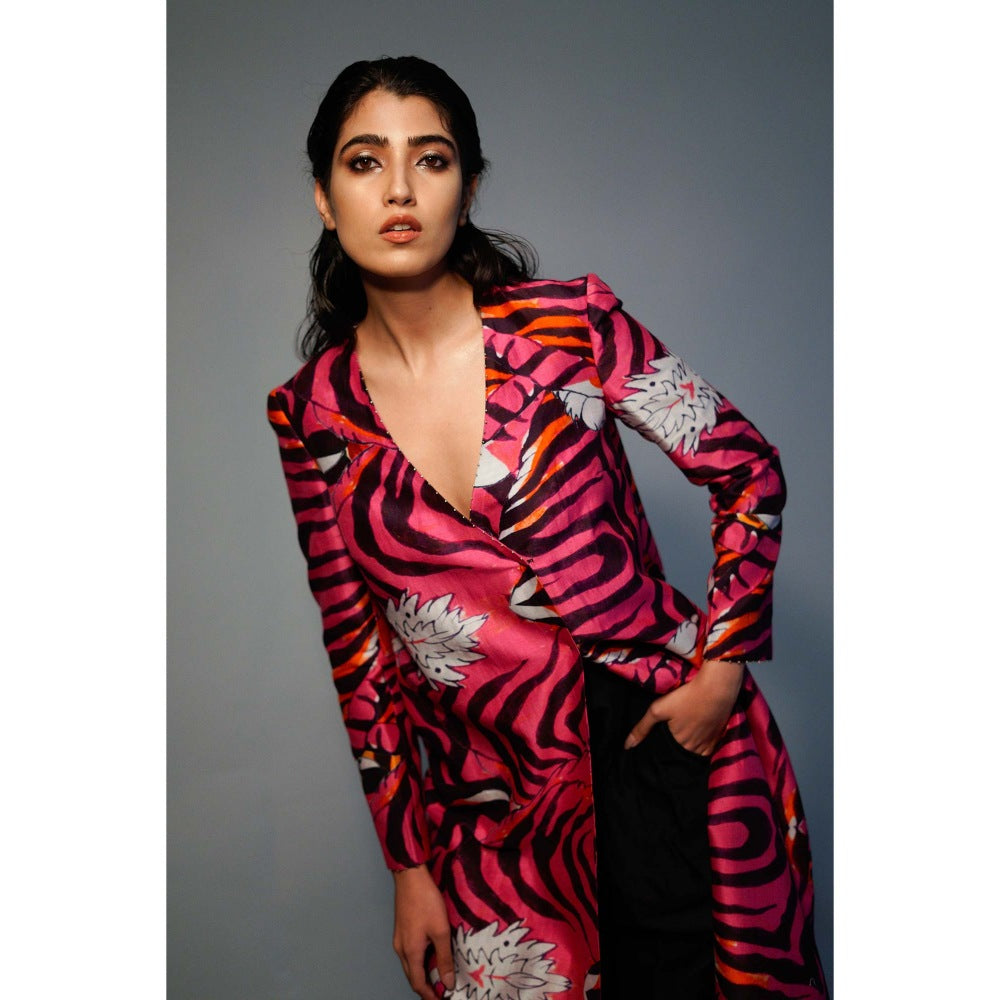 Saksham & Neharicka Pink Printed Chanderi Tunic