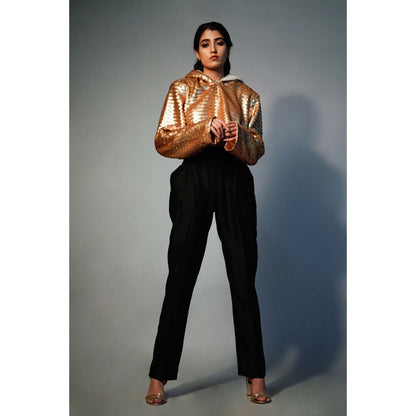 Saksham & Neharicka Gold Cropped Sweatshirt In Sequins