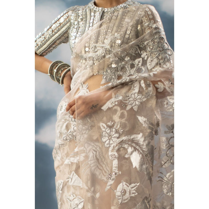 Saksham & Neharicka Patchwork Saree In Glass Nylon with Unstitched Blouse