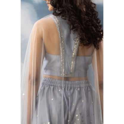 Saksham & Neharicka Blue Hand Embroidered Blouse In Chanderi