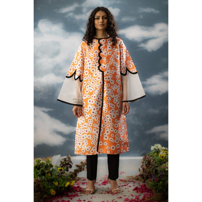 Saksham & Neharicka Orange Printed Kurta In Dupion