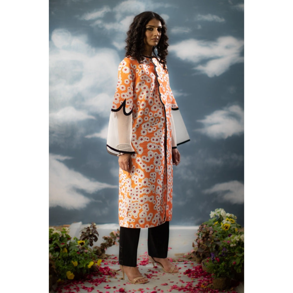 Saksham & Neharicka Orange Printed Kurta In Dupion