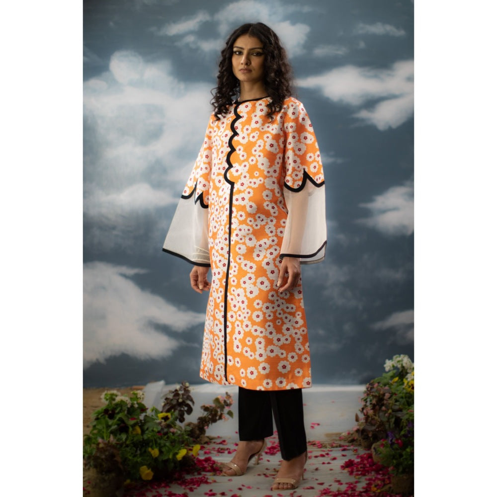 Saksham & Neharicka Orange Printed Kurta In Dupion
