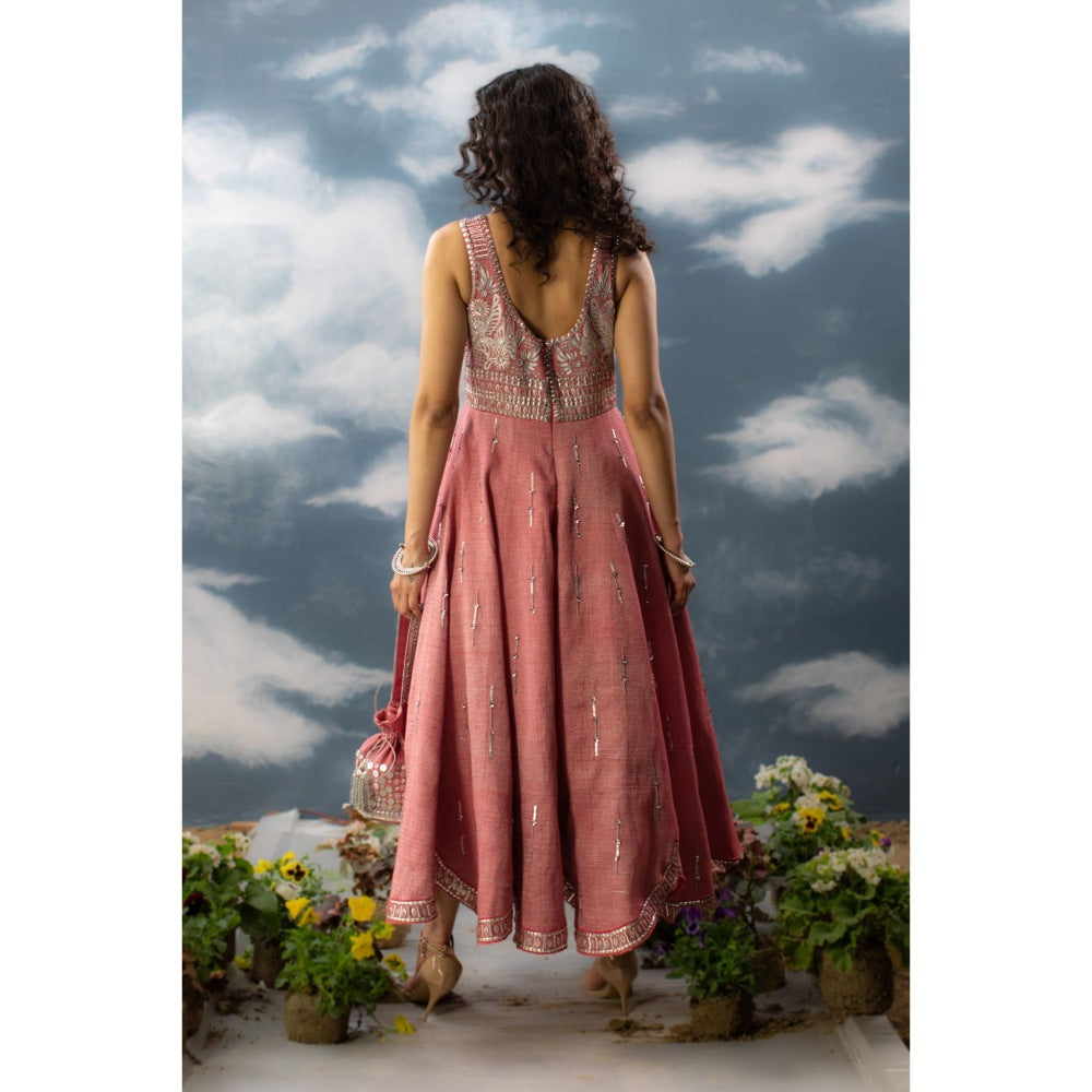 Saksham & Neharicka Pink Embroidered Dress