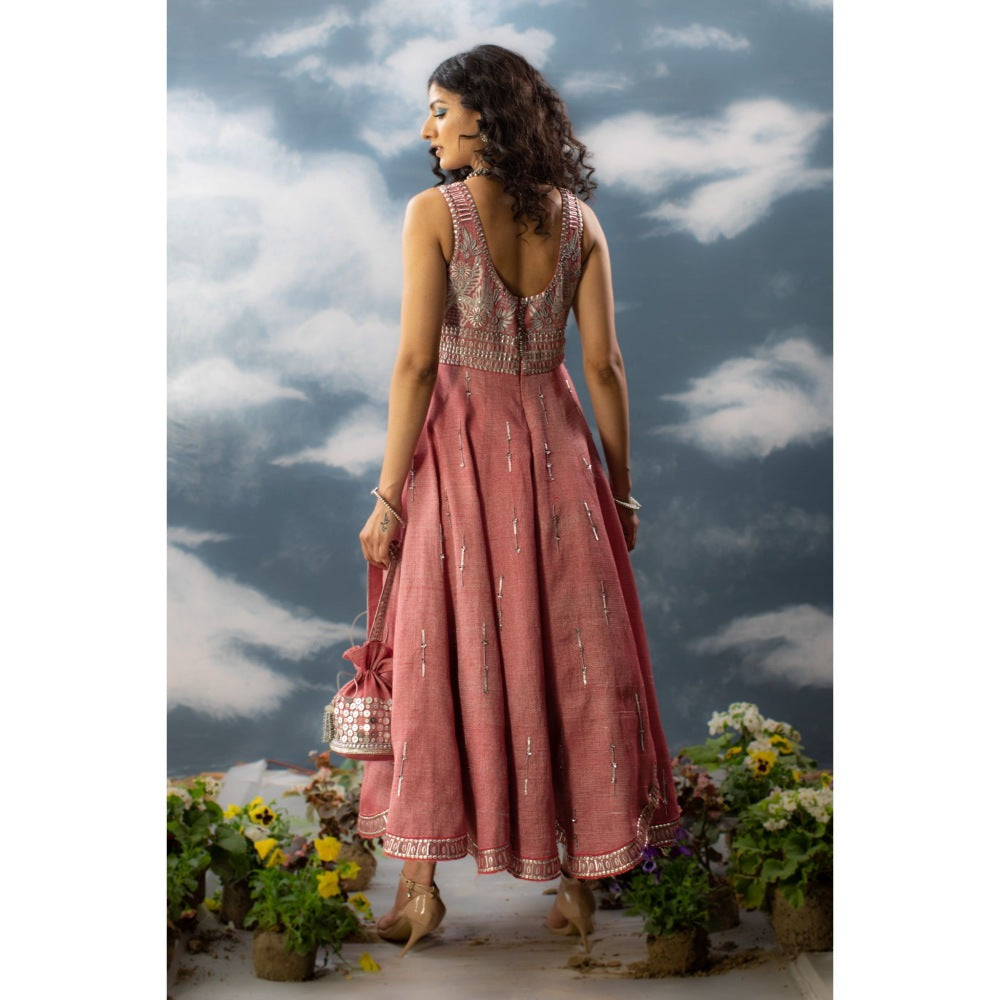 Saksham & Neharicka Pink Embroidered Dress