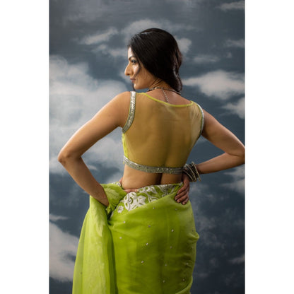 Saksham & Neharicka Green Embroidered Blouse