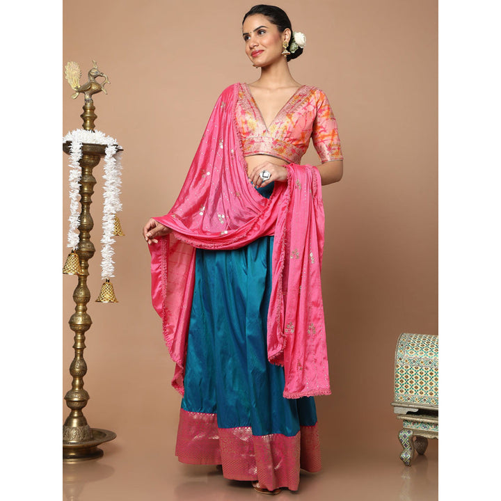SALWAR STUDIO Women Pink Silk Blend Readymade Saree Blouse