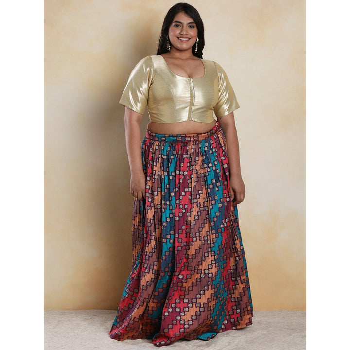 SALWAR STUDIO Women's Gold Shimmer Readymade Saree Blouse