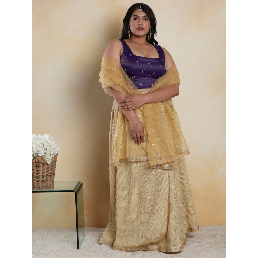 SALWAR STUDIO Women's Brinjal Tissue Readymade Saree Blouse