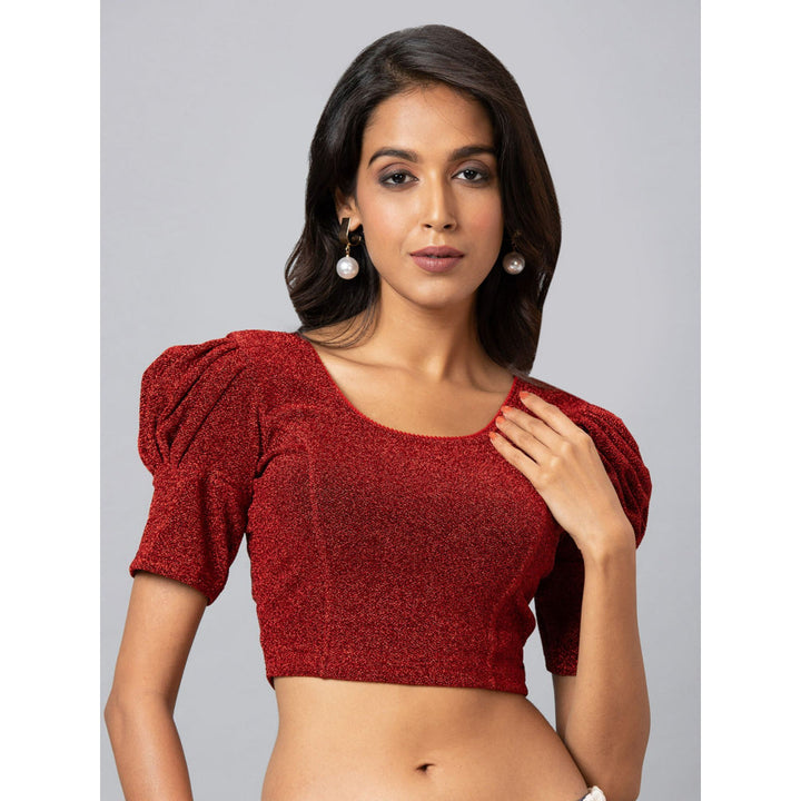 SALWAR STUDIO Women Red Cotton Lycra Readymade Stitched Blouse