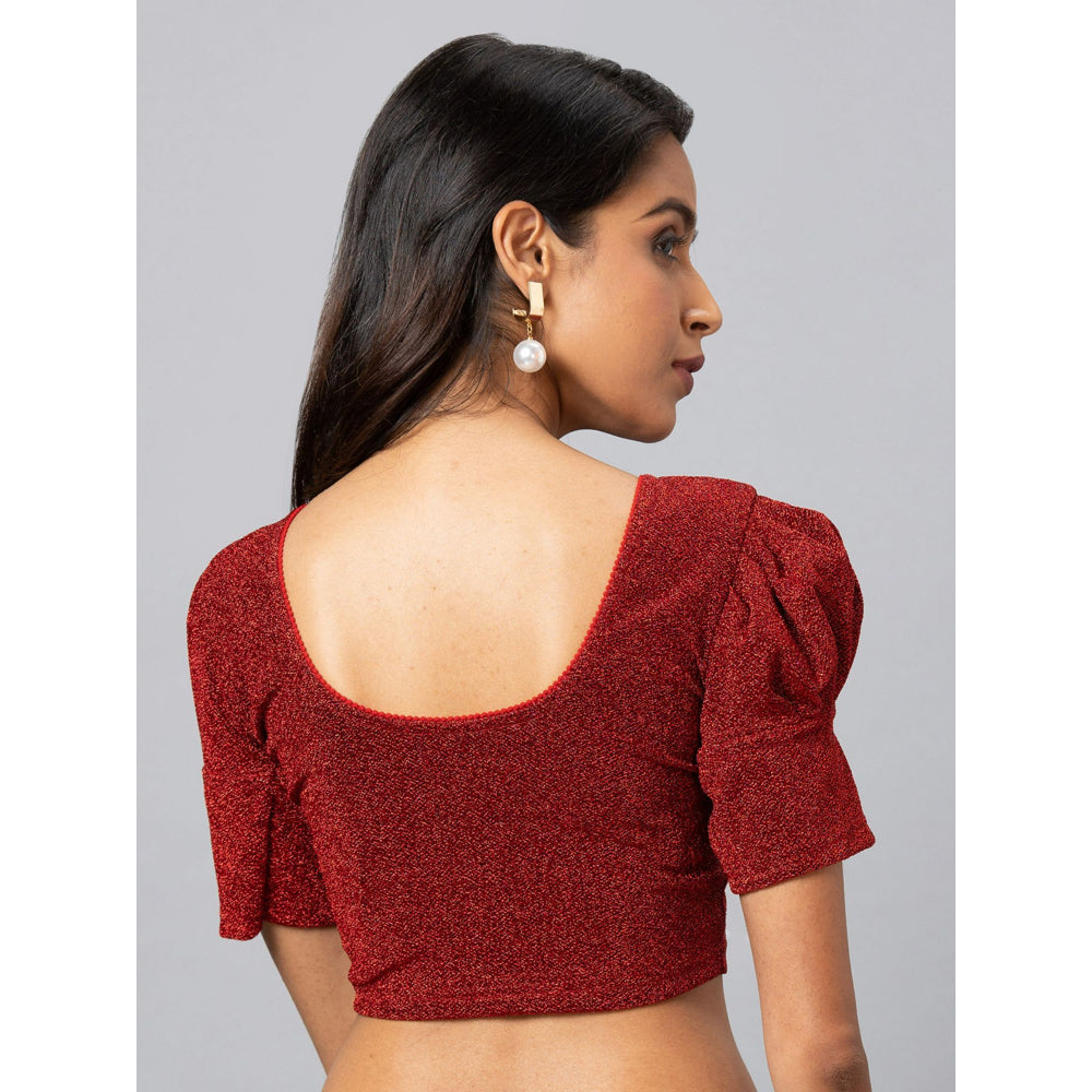 SALWAR STUDIO Women Red Cotton Lycra Readymade Stitched Blouse