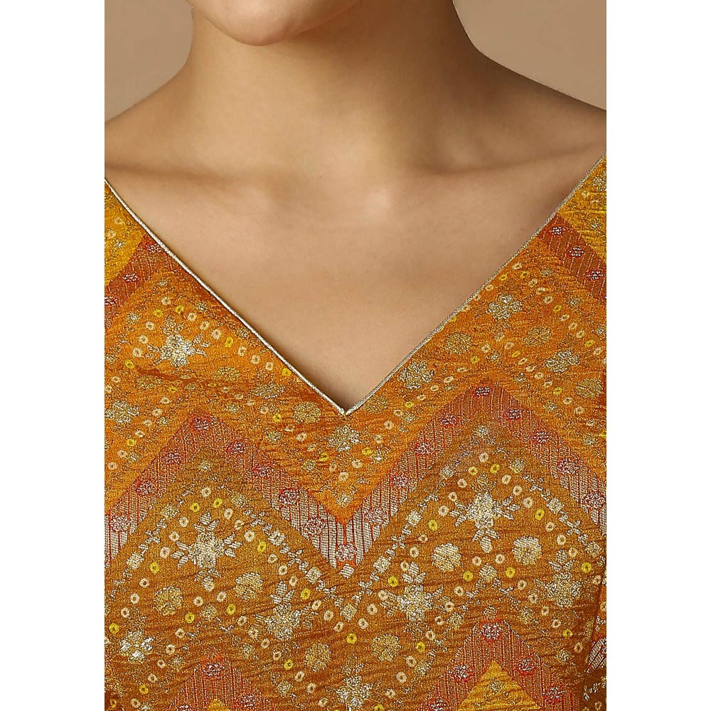 SALWAR STUDIO Womens Mustard Woven Design Stitched Blouse